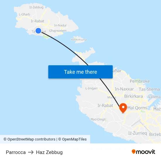 Parrocca to Haz Zebbug map