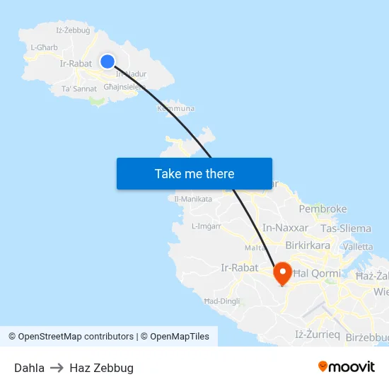 Dahla to Haz Zebbug map