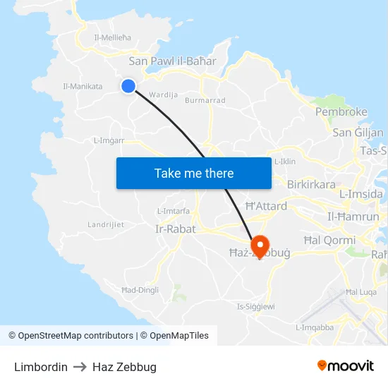 Limbordin to Haz Zebbug map