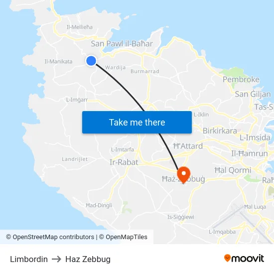 Limbordin to Haz Zebbug map