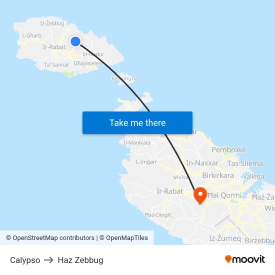 Calypso to Haz Zebbug map