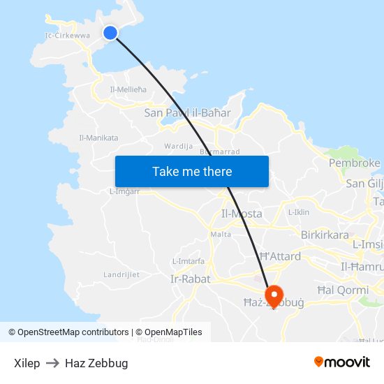 Xilep to Haz Zebbug map