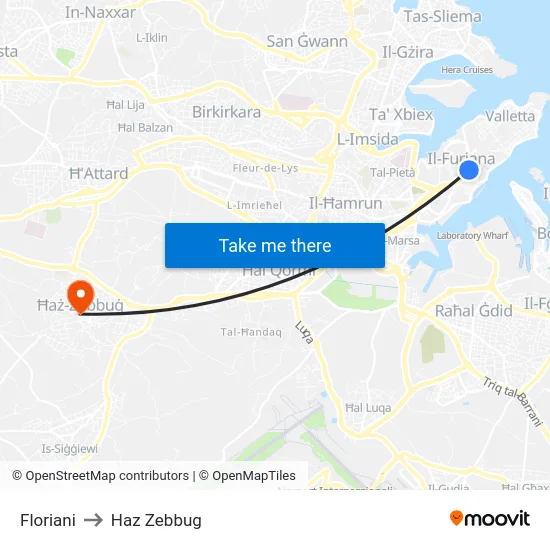 Floriani to Haz Zebbug map