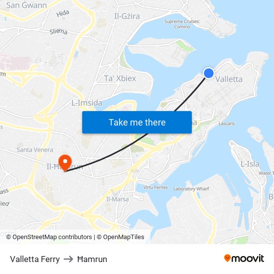 Valletta Ferry to Ħamrun map