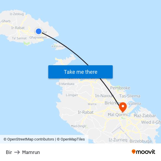 Bir to Ħamrun map
