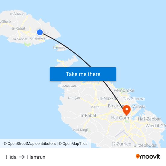 Hida to Ħamrun map