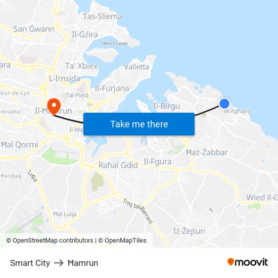 Smart City to Ħamrun map