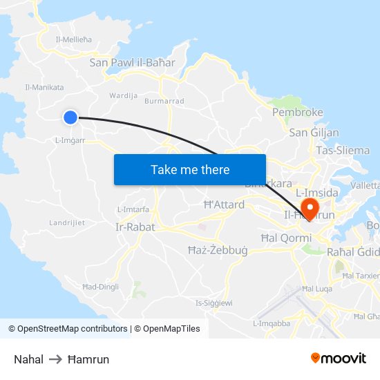 Nahal to Ħamrun map