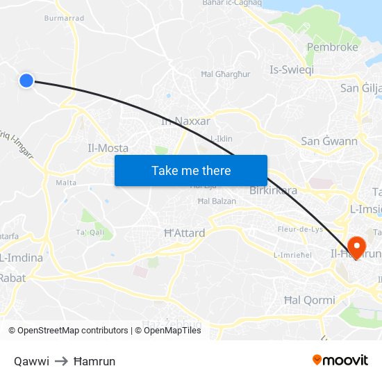 Qawwi to Ħamrun map
