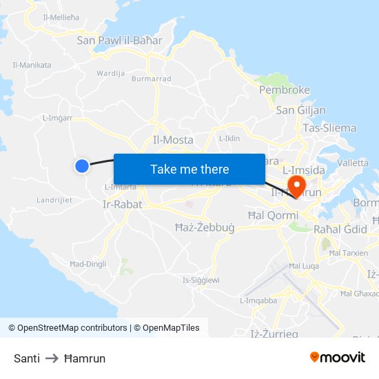 Santi to Ħamrun map