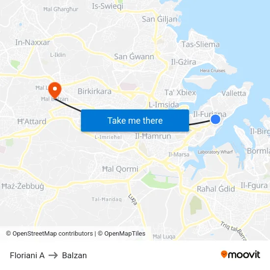 Floriani A to Balzan map