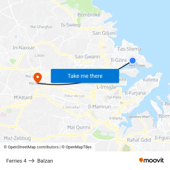 Ferries 4 to Balzan map