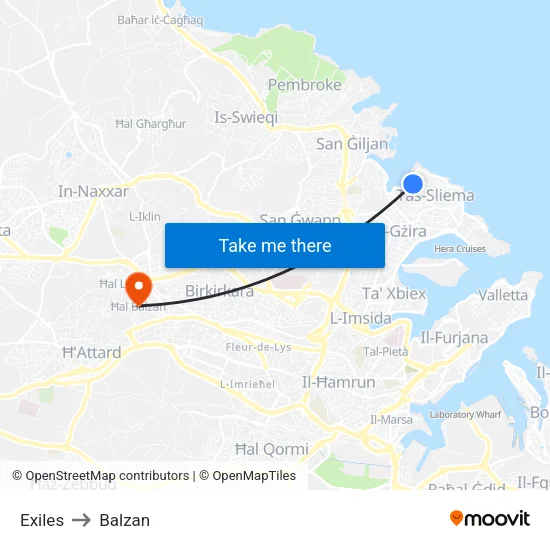 Exiles to Balzan map