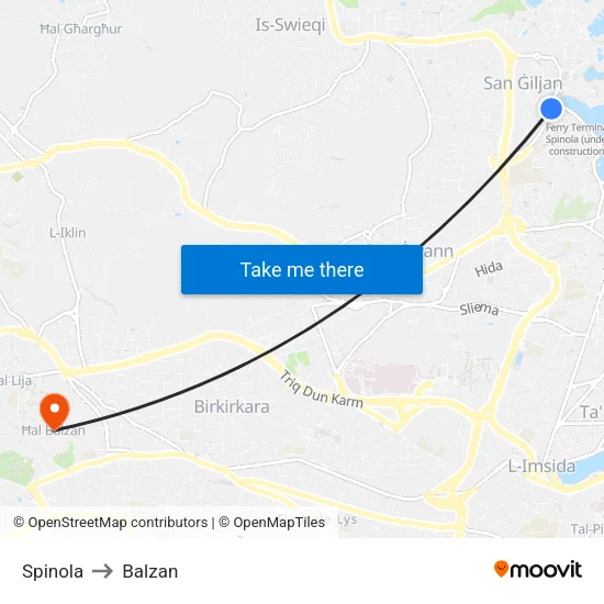 Spinola to Balzan map