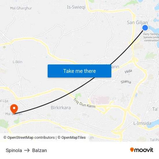 Spinola to Balzan map