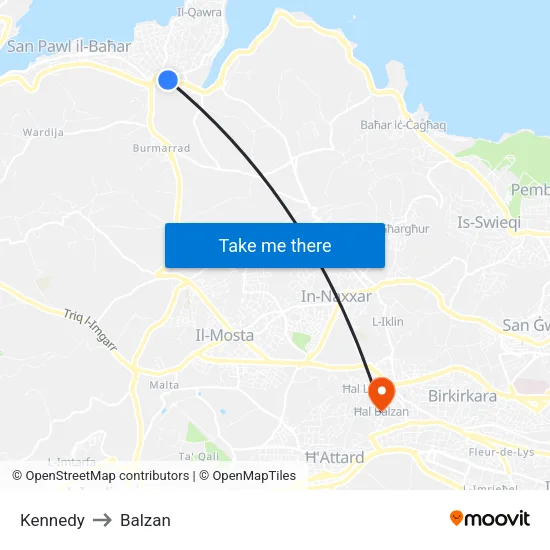 Kennedy to Balzan map