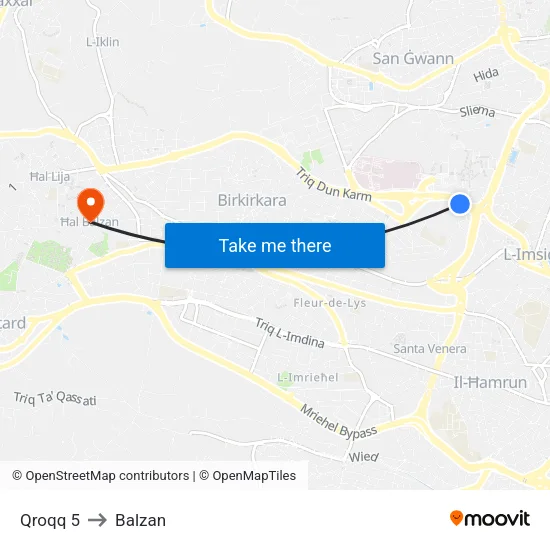 Qroqq 5 to Balzan map