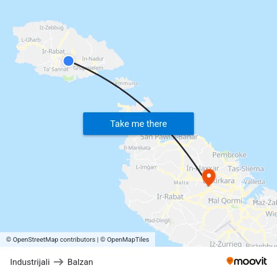 Industrijali to Balzan map
