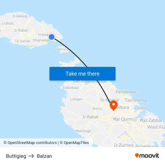 Buttigieg to Balzan map