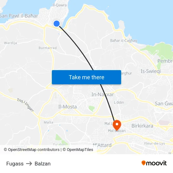 Fugass to Balzan map