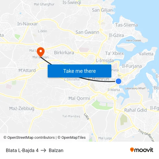 Blata L-Bajda 4 to Balzan map