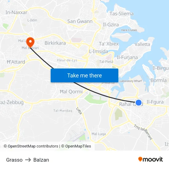 Grasso to Balzan map