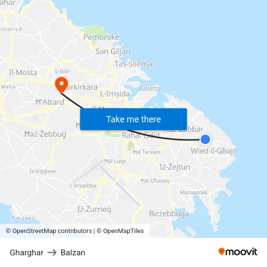 Gharghar to Balzan map