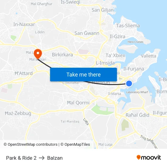 Park & Ride 2 to Balzan map