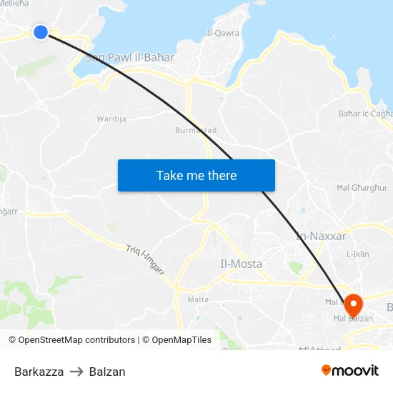 Barkazza to Balzan map