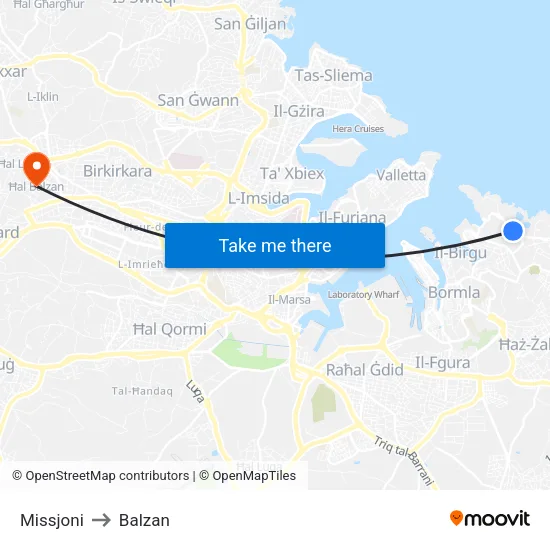 Missjoni to Balzan map