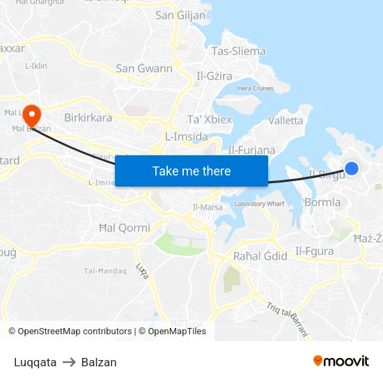 Luqqata to Balzan map