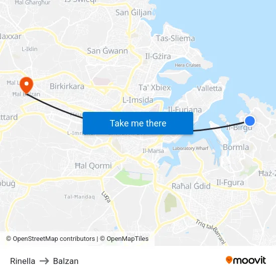 Rinella to Balzan map
