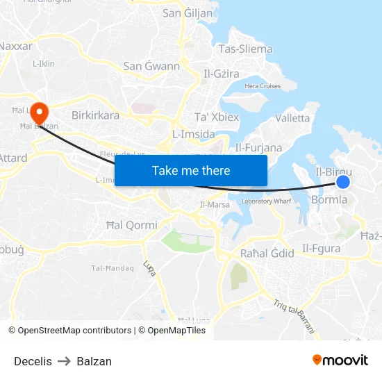 Decelis to Balzan map