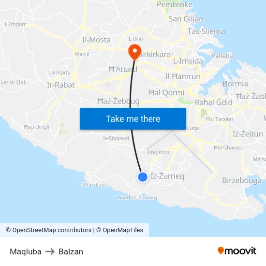 Maqluba to Balzan map