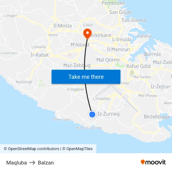 Maqluba to Balzan map