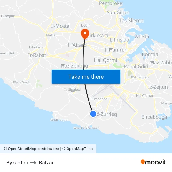 Byzantini to Balzan map