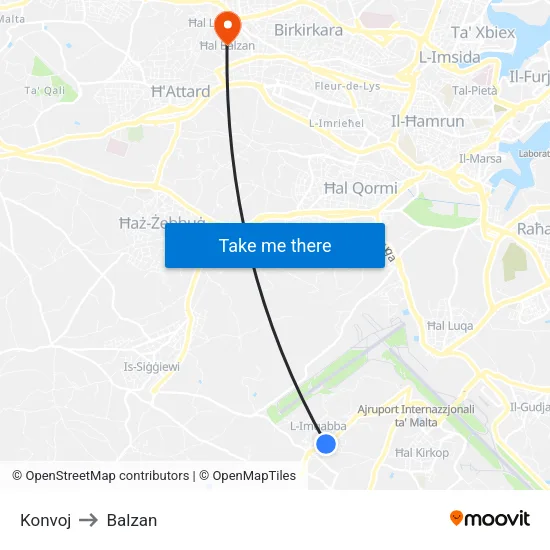 Konvoj to Balzan map