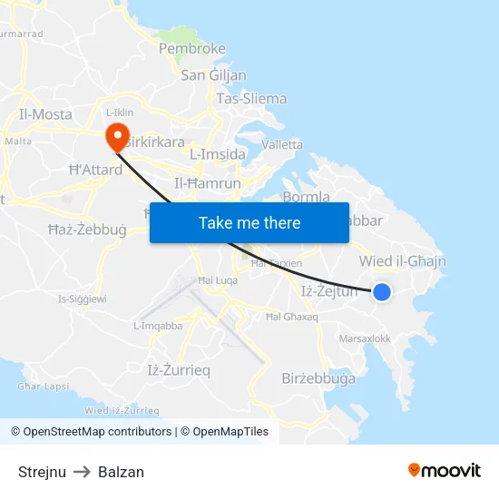 Strejnu to Balzan map