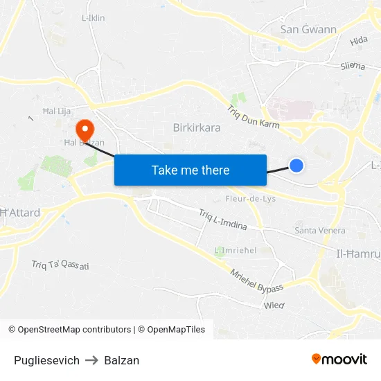 Pugliesevich to Balzan map