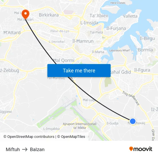 Miftuh to Balzan map