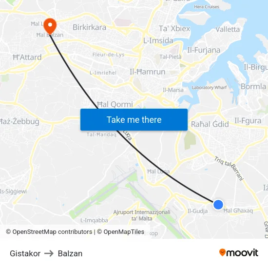 Gistakor to Balzan map