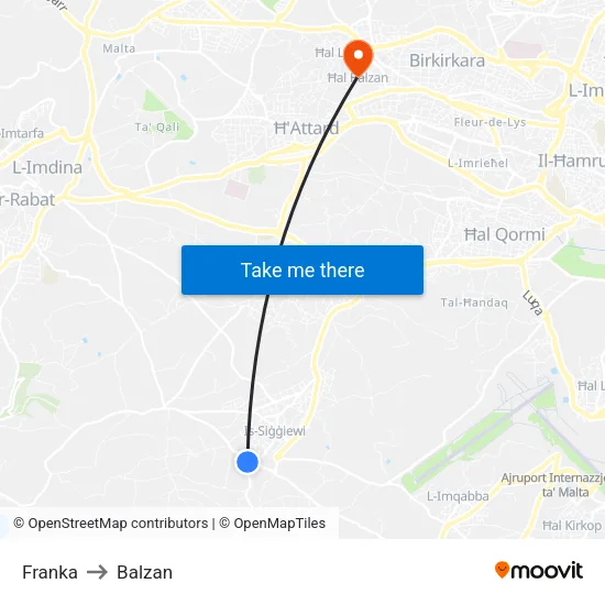 Franka to Balzan map