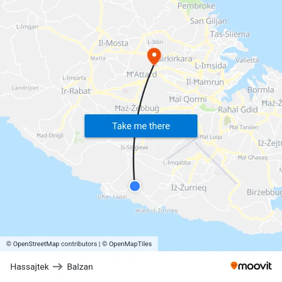 Hassajtek to Balzan map