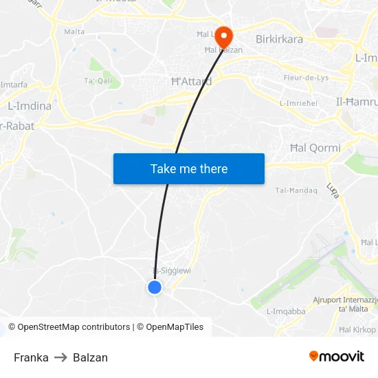 Franka to Balzan map