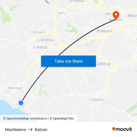 Maddalena to Balzan map