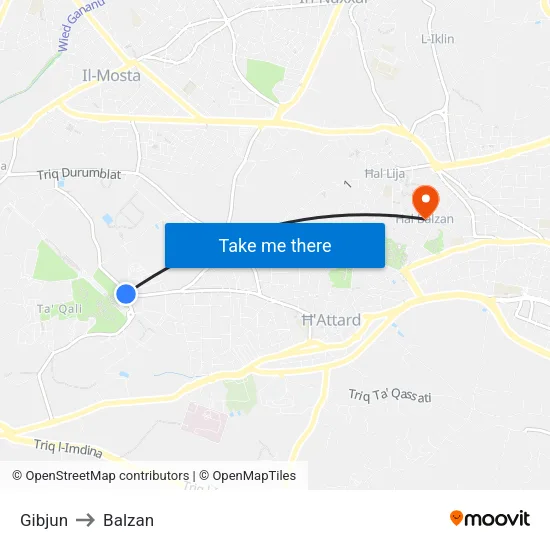 Gibjun to Balzan map