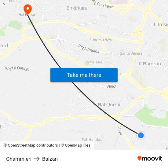 Ghammieri to Balzan map