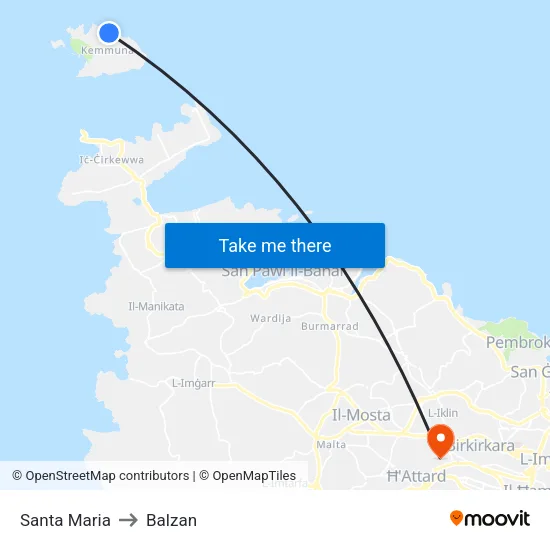 Santa Maria to Balzan map