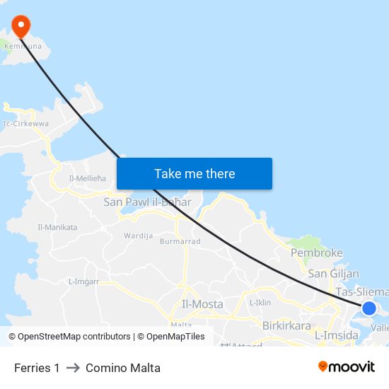 Ferries 1 to Comino Malta map