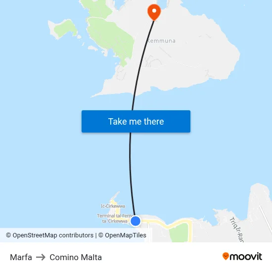 Marfa to Comino Malta map